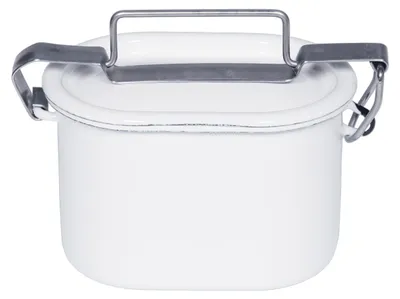 Zdjęcie produktu dla Riess Classic White Słoik uszczelniający owalny Ø 12 cm emaliowany z pokrywką