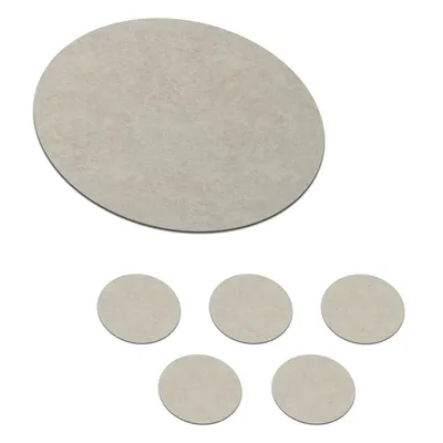 Obrázek produktu pro KitchenYeah® Skleněné podtácky Kulatá sada 6 kamenných - betonových - vzor 10x10 cm Podtácky na sklenice - Podtácky na nápoje - Ochrana desky stolu - Podtácky na šálky Stolní barové sklo