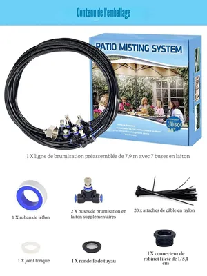 Productafbeelding van Spuitnevelkoelset 8 m, 9 messing nevelsproeiers, voor tuin