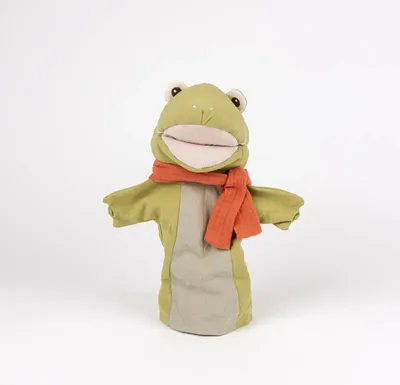 Produktbild von Handpuppe Frosch – grüner Spielgefährte mit rotem Schal