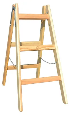 Produktbild von Zweiseitige Holzleiter 2x3 Stufen Trittleiter Klappleiter