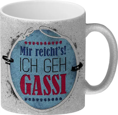 Produktbild von Mir reicht's! ich geh gassi Glitzer-Glitzer-Kaffeebecher