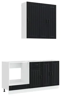 Productafbeelding van Keukenblok LUCCA 5 pcs Zwart Bewerkt hout