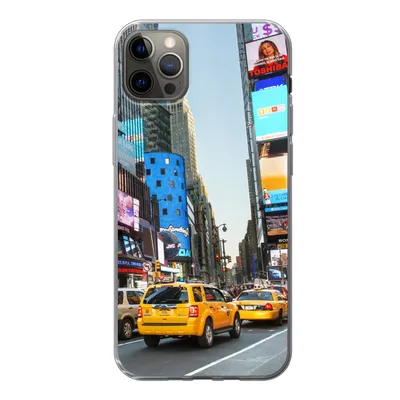 Produktbild von MuchoWow® Handyhülle Schutzhülle Hülle für iPhone 12 Pro Max New York - Taxi - Gelb Silikon Softcase Handy Hülle - Hartschale