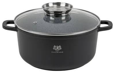 Image de Batterie de cuisine en aluminium antiadhésive - Ø 24 cm - 4,5 L - Avec couvercle en verre