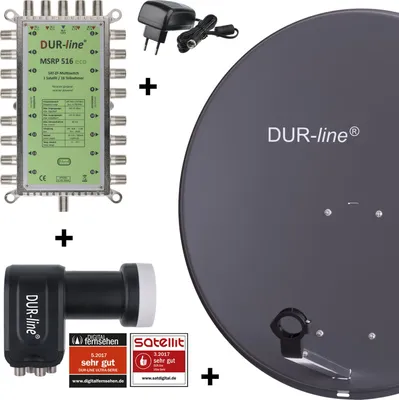 Produktbild von DUR-line MDA 80 Satellitenschüssel anthrazit + Multischalter 1xSAT/16TN