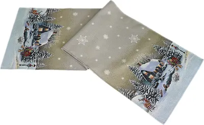 Produktbild von Tischdecke Druck Winterdorf Advent Weihnachten Tischläufer Weihnachtstischdecke 40 x 100 cm
