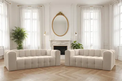 Produktbild von Sofaset Designersofa SOLVIE 2-3 in Stoff Tiffani Beige