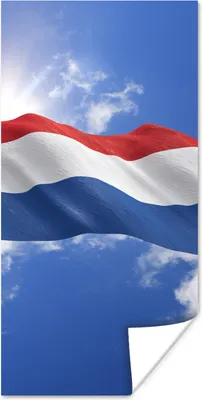 Produktbild von MuchoWow® Poster Die Flagge der Niederlande weht am Himmel 60x120 cm - Wandschmuck