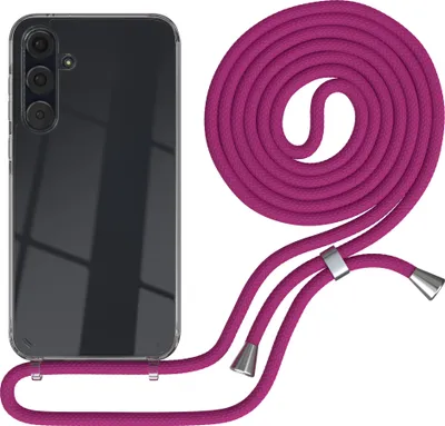 Produktbild von EAZY CASE Handykette kompatibel mit Samsung Galaxy A35, Handyhülle mit Umhängeband, Handykordel, Schutzhülle Clear, Band in Rosa
