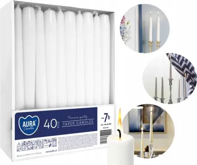 Produktbild von AURA Tischkerzen, konisch, weiß, 40 Stück s30-40-090