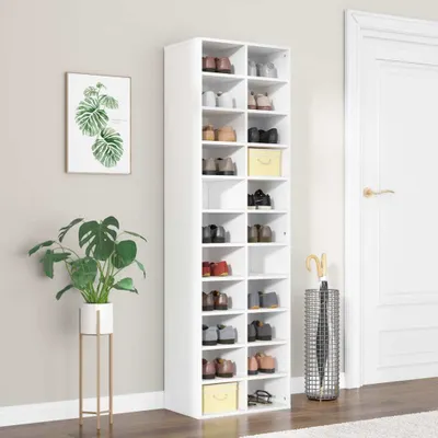 Produktbild von vidaXL Skriňa na topánky biela 54x34x183 cm Materiál drevo