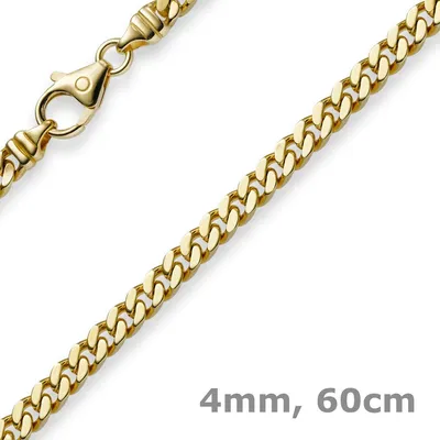 Produktbild von 4mm Panzerkette Kette Collier aus 585 Gold Gelbgold Goldkette 60cm Uni