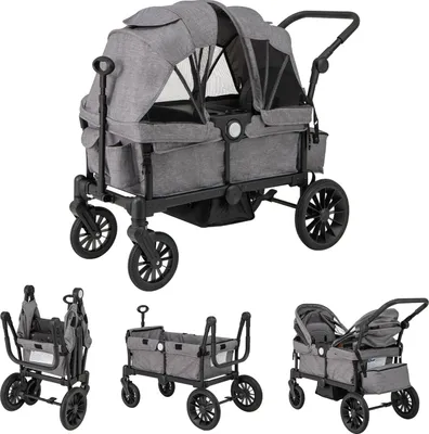 Produktbild von GOPLUS Kinderwagen-Buggy für Zwillinge, Zwillingsbuggy mit Sonnendach, verstellbarem Griff & Sicherheitsgurt, faltbarer Zwillingswagen ab 6 Monaten