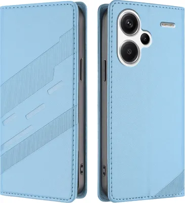 Produktbild von Hülle für Xiaomi Redmi Note 13 Pro+ 5G, Kunstleder Brieftaschen Handyhülle mit Kartenfach und Standfunktion Hellblau