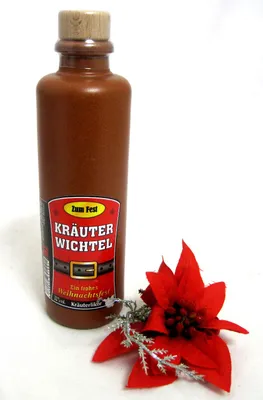 Produktbild von 1 Flasche Kräuterlikör in Tonflasche "Kräuterwichtel", 0,2l