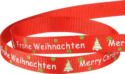 Produktbild von Geschenkband zu Weihnachten mit Schriftzug und festlichem Nachbildung