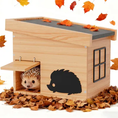 Igelhaus aus Holz, winterfest, mit Boden, Bausatz, Buche