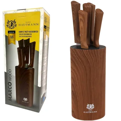 Produktbild von Messerblock mit Messerset 5-teilig aus Edelstahl, Küchenmesser-Set mit Block
