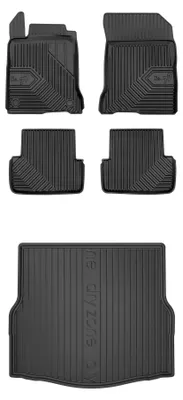 Imagen del producto de Alfombrillas de goma + bandeja de maletero para Renault Laguna III 2007-2015 (liftback) – juego de 5 piezas, negras, a medida – Wielganizator