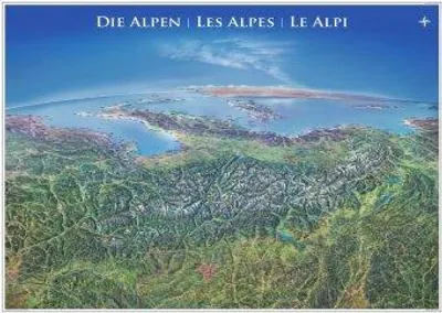 Produktbild von Panoramakarte Alpen mit Leisten