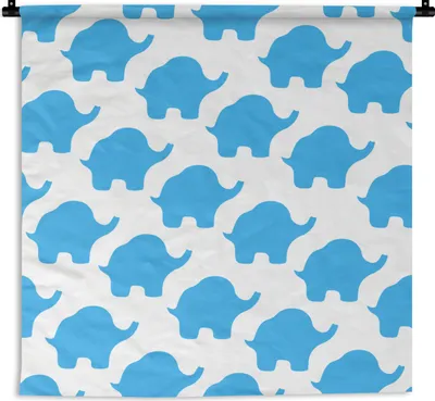 Produktbild von MuchoWow® Wandteppich Wandbehang Blau - Elefant - Design 90x90 cm Tapisserie Dekoration Wandtuch - Wandaufhänger