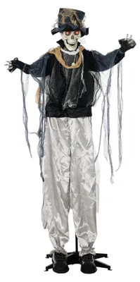 Obrázok produktu pre HOMCOM Halloweenová dekorácia – 178 cm vysoká kostra ženícha so zvukmi a svietiacimi očami