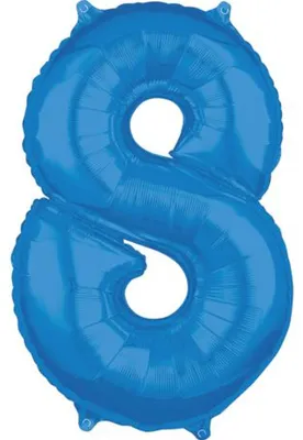 Obrázok produktu pre amscan® 3663301 Fóliový balón XL číslo 8 - modrý