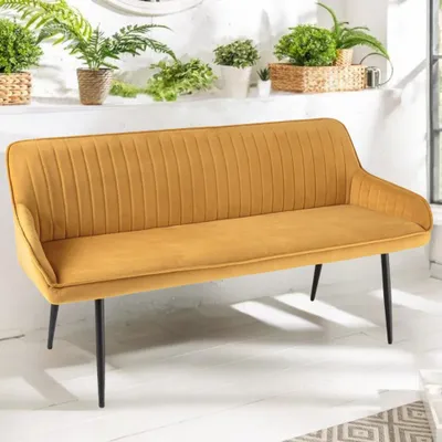 Produktbild von Elegante Sitzbank MILAN ca.160cm Samt senfgelb Armlehnen