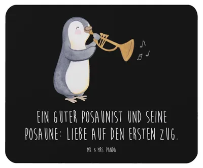 Produktbild von Mr. & Mrs. Panda Mauspad Posaune Liebe - Schwarz - Geschenk, laptop, Lernen, Musikerwitz, Orchester, Instrument, Musiker, Musikinstrument, Mouse Pad, Musik, Mousepad, pc