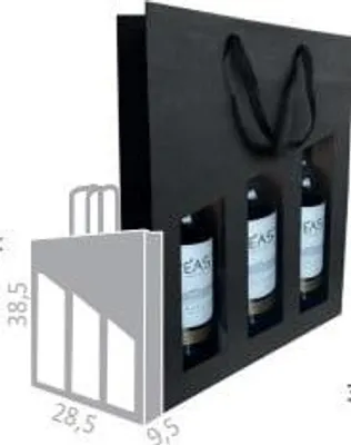 Obrázek produktu pro Taška na víno na 3 láhve 285x95x385mm ČERNÁ