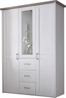 Produktbild von Schlafzimmer-Schrank Kleiderschrank aus Pinie weiß trüffel