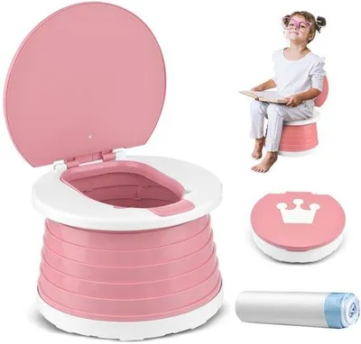 Imagen del producto de Bañera para bebés, 2 en 1, portátil, plegable. Asiento de inodoro plegable para niños