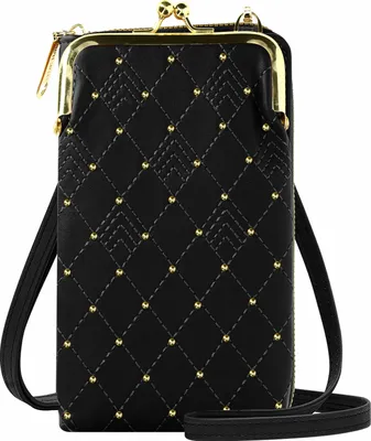 Immagine prodotto di Avizar, borsa a tracolla per smartphone con motivo a rombi, colore nero