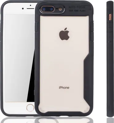 Produktbild von Schwarze Premium Apple iPhone 8 / 7 Plus Hybrid-Editon Hülle | Unterstützt Kabelloses Laden | aus edlem Acryl mit weichem Silikonrand Schwarz