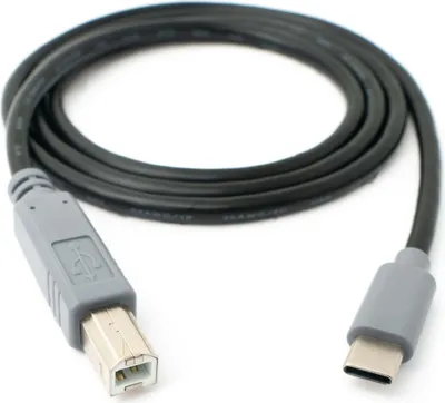 Produktbild von SYSTEM-S USB 3.1 Kabel 100 cm Typ C Stecker zu 2.0 Typ B Stecker in Schwarz