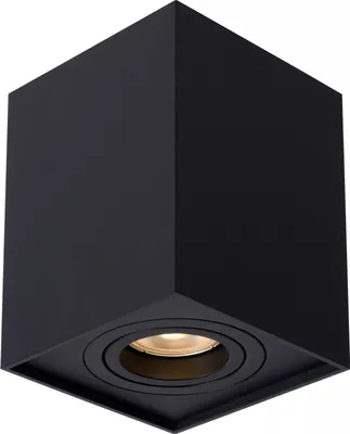 Zdjęcie produktu dla Spot sufitowy czarny kwadratowy oczko ruchome 1xGU10 50W Tube Lucide