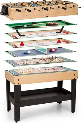 Produktbild von OneConcept Game-Star - Spieletisch, Multifunktionstisch, Billardtisch, höhenverstellbare Tischfüße, Maße: ca. 105 x 71 x 58 cm (BxHxT), Tischkicker inkl. 15 verschiedene Spiele, schwarz