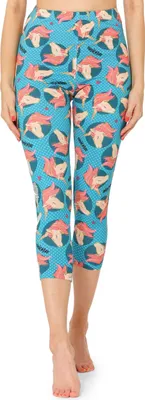 Image de Leggings capri 3/4 pour femme Merry Style, imprimé multicolore sur toute la surface, MS10-411 (Bleu/Licorne, M)