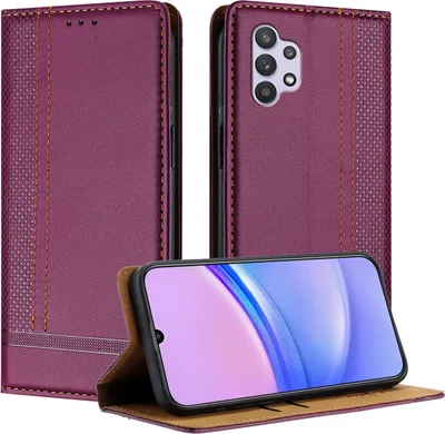 Obrázek produktu pro Pouzdro na mobilní telefon pro Samsung Galaxy A32 5G Kožené flipové pouzdro se stojánkem Purple