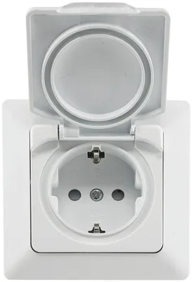 Image de Prise de courant de sécurité MILOS IP44 250V~/ 16A, avec cadre UP blanc mat
