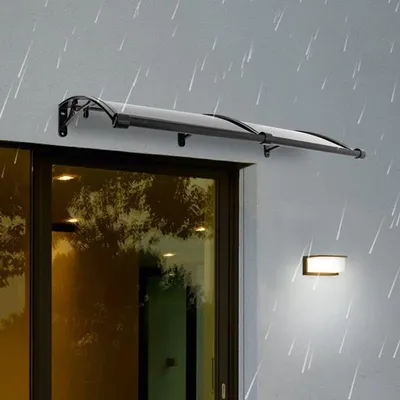 Produktbild von Überdachung, bogenförmig, transparent – Aluminium-Überdachung für Haustür und Balkon – Wetterfeste Sonnenschutzlösung