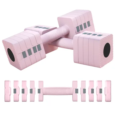 Produktbild von SPORTNOW Verstellbare Hanteln, 5 kg, Gewichtsset mit rutschfestem Griff und quadratischem Design, Hantelset für das Training zu Hause, im Fitnessstudio, im Büro, Rosa