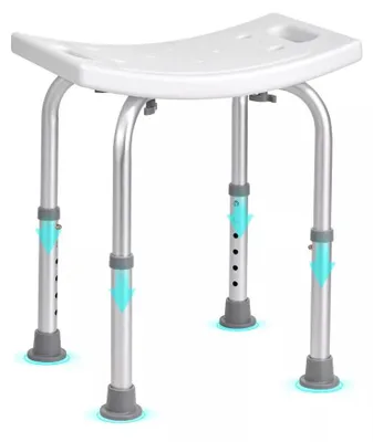 Image de Siège de douche - Hauteur réglable 40 à 60 cm - Antidérapant - Aluminium - Charge max. 100 kg