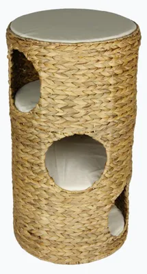 Immagine prodotto di animal-design Tiragraffi per gatti ca. 70 cm NATUR in giacinto d'acqua con 3 comode cucce (3 piani) e 1 superficie di appoggio, 4 morbidi cuscini