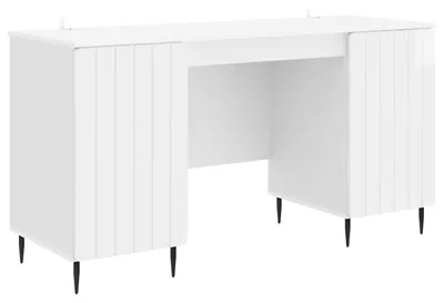 Produktbild von vidaXL Schreibtisch Hochglanz Weiß 142,5 x 50 x 75 cm Holzwerkstoff