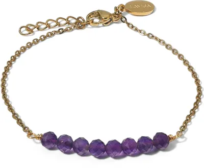 Produktbild von LAVISA 8 Perlen Edelstein Armband - 4mm Perlen - Echte Naturstein Perlen | Kristallperlen, Heilsteine | Onesize mit Verlängerung (Amethyst)