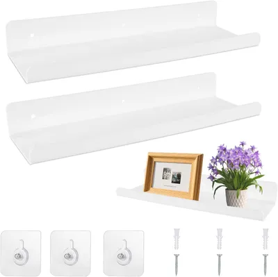 Produktbild von Wandregal 30 cm, 2 Stück, Acryl, Selbstklebend, Für Badezimmer, Wohnzimmer, Küche