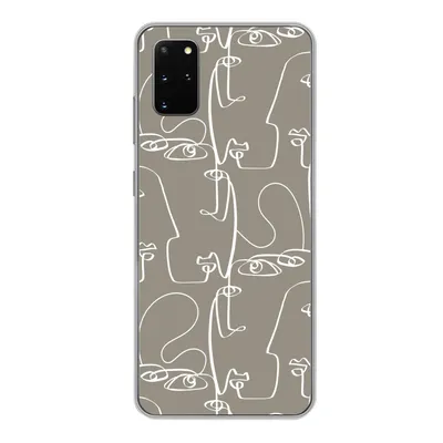 Produktbild von MuchoWow® Handyhülle Schutzhülle Hülle für Samsung Galaxy S20 Plus Muster - Kopf - Strichzeichnung Silikon Softcase Handy Hülle - Hartschale