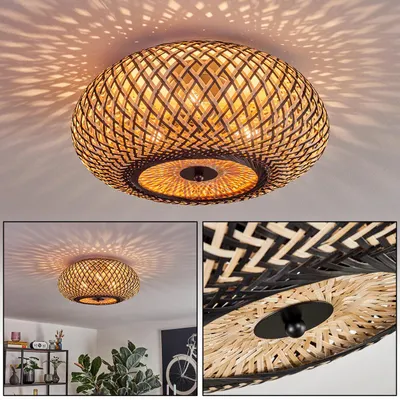Produktbild von Decollatura moderne Deckenlampe aus Metall/Bambus in Schwarz/Naturfarben